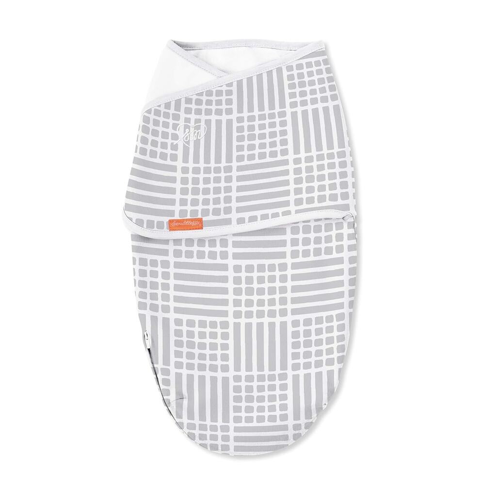 Swaddle Me Small / Medium Whisper Quiet Swaddle Gray White Easy Change Zipper